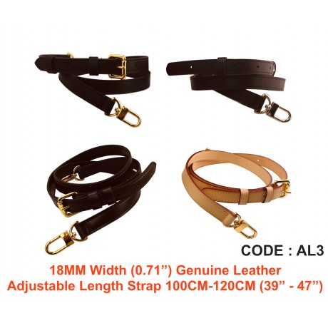 18mm ( 0.71") Width - Genuine Leather Adjustable Length Strap