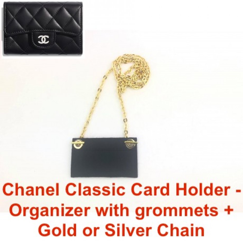 Chanel Classic Card Holder - Organizer with Grommets & Chain