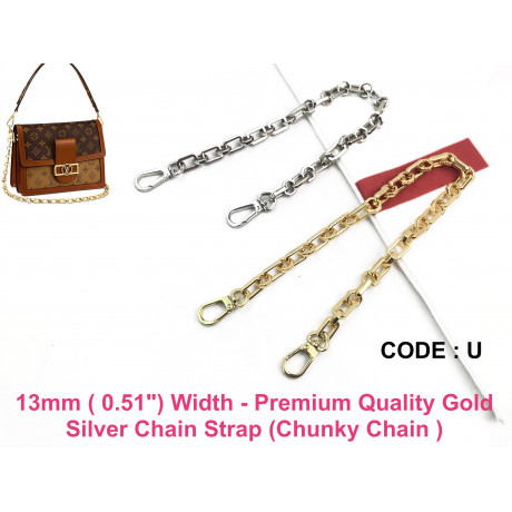 13mm ( 0.51") Width - Premium Quality Gold Silver Chain Strap (Chunky Chain )