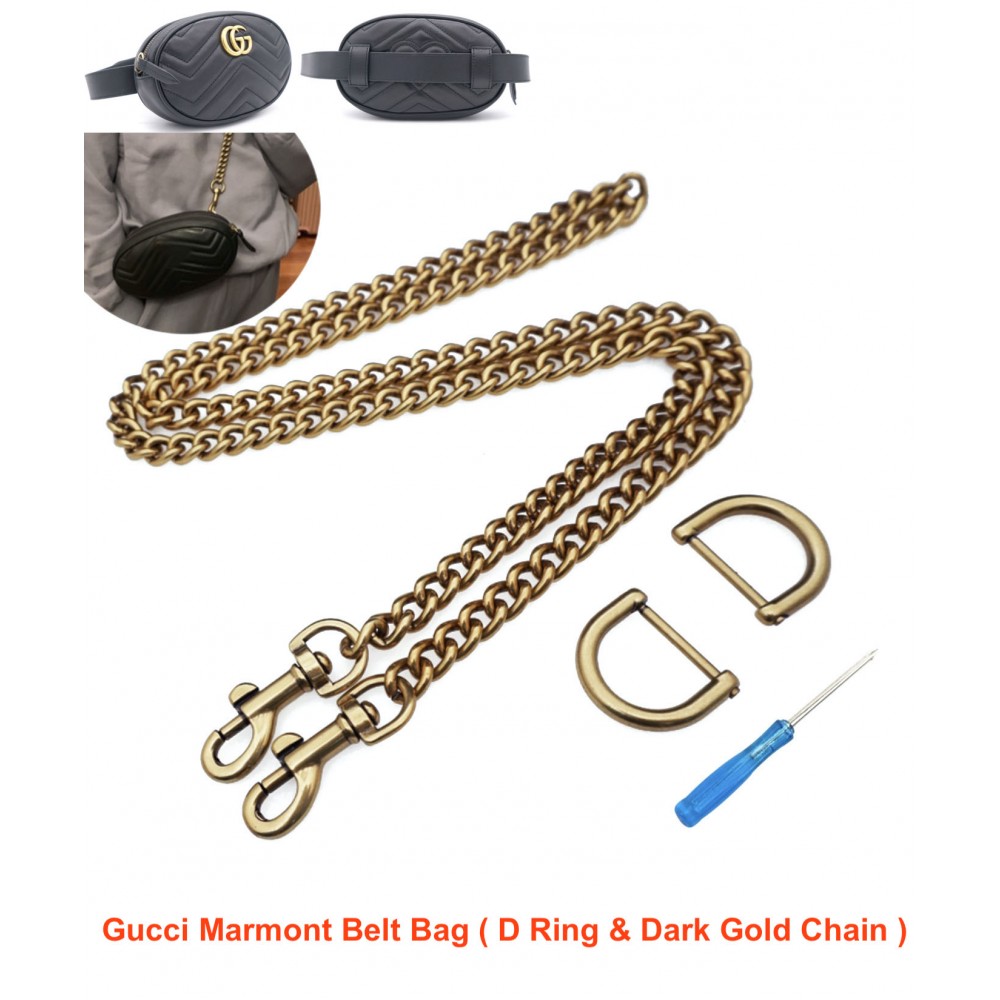 Gucci Marmont Belt Bag ( D Ring & Dark Gold Chain )