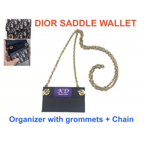 Dior Saddle Wallet (Dior Saddle Flap Card Holder ) - Organizer with Grommets & Chain