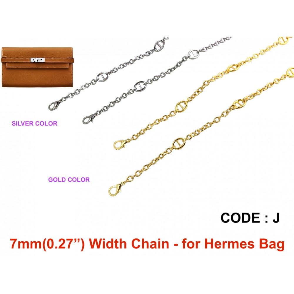 7mm ( 0.27") Width - Premium Quality Gold or Silver Chain Strap (use for Hermes Bag )